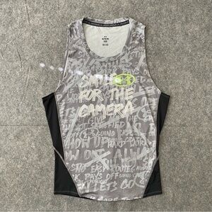 Under Armour Tank Top Mens Size XL Black Grey Alter Ego Compression AOP NWT
